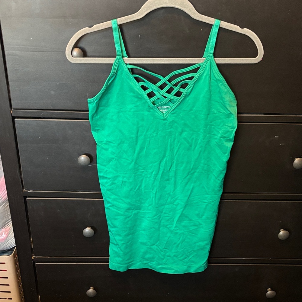 Zenana Outfitters Vibrant Green Camisole with Lattice Straps